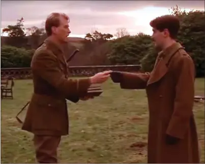  ??  ?? BIG SCREEN: James Wilby as Siegfried Sassoon, left, and Stuart Bunce as Wilfred Owen in the film adaptation of Pat Barker’s book Regenerati­on.