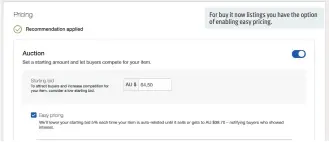  ??  ?? For buy it now listings you have the option of enabling easy pricing.