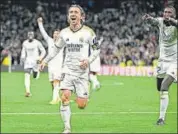  ?? AFP ?? Real Madrid's Luka Modric celebrates after scoring.