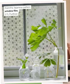  ?? ?? Asanoha Japanese pattern window film,
£15, Purlfrost