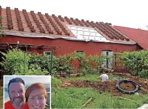  ?? Main image: Taylor McCabe Institute ?? Above, work under way at one of the barns; left, Tristram and Tamara