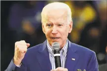  ?? Gerry Broome / Associated Press ?? Democratic presidenti­al candidate former Vice President Joe Biden speaks at a campaign event at Saint Augustine's University in Raleigh, N. C., Saturday. North Carolina’s primary is Tuesday.