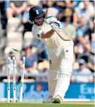  ??  ?? Poor shot: Jonny Bairstow falls for a first-ball duck in the second innings