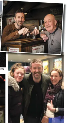  ??  ?? IT Crowd fans Isobel and Karina Stack, Killarney, who happened to meet Chris O’Dowd at Kerry Airport as he arrived to the Kingdom to film the promo for the Vintners’ Social Spin initiative.
