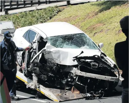  ?? Photo: Veli Nhlapo ?? The car that Bosasa CEO Gavin Watson was driving when it crashed; he died on the scene. The RAF provides compensati­on to those injured or killed in road accidents, but it is facing formidable challenges.