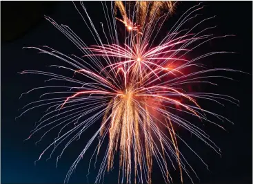  ?? Jeremy Stewart / Rome News-Tribune ?? Fireworks erupt over left field at State Mutual Stadium after the Rome Braves game Tuesday night.