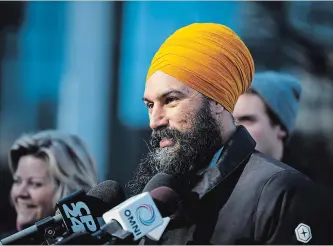  ?? COLE BURSTON THE CANADIAN PRESS ?? Federal NDP leader Jagmeet Singh plans to run in the riding of Burnaby South in B.C..