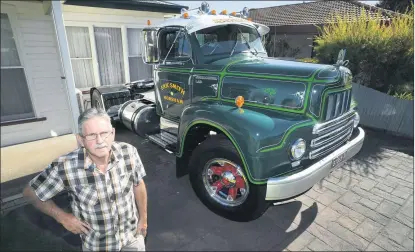  ?? Picture: PAUL CARRACHER ?? MEMORY LANE: Retired Horsham truck driver Eric Smith has finished refurbishi­ng an Internatio­nal R190 truck he bought 13 years ago. Mr Smith drove an R190 throughout his career.