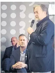  ?? ANTHONY MAN/STAFF ?? Steve Bannon appeared as part of the Tripp Scott law firm’s “Politics & Sunshine” public policy series in Fort Lauderdale on Friday.