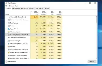  ??  ?? Windows 10’s Task Manager provides a decent system overview.