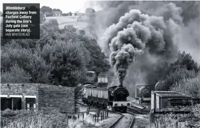  ?? IAN WHITEHEAD ?? Wimblebury charges away from Foxfield Colliery during the line’s July gala (see separate story).