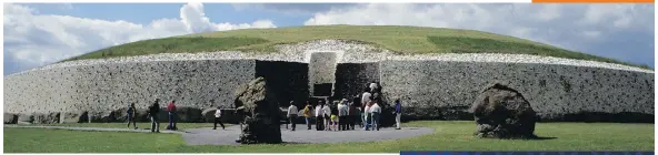  ?? PHOTOS: PAT O’CONNOR ?? The square window above the doorway to Newgrange, the most famous of Ireland’s passage tombs from 3200 BC, is perfectly placed to illuminate its sacred inner chamber on the winter solstice.