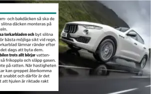  ??  ?? HÖSTBLÖTT. Ett bra mönsterdju­p är avgörande för att minska risken för vattenplan­ing.
FOTO: NOKIAN TYRES