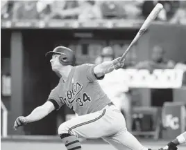  ?? COLIN E. BRALEY/ASSOCIATED PRESS ?? Rookie outfielder John Andreoli has played in 18 games for the Orioles since arriving in a mid-August trade. He is hitting .224 with a double, two RBIs and two steals.