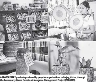  ?? ?? AGROFOREST­RY products produced by people’s organizati­ons in Ibajay, Aklan, through the Community-based Forest and Mangrove Management Project (CBFMMP).