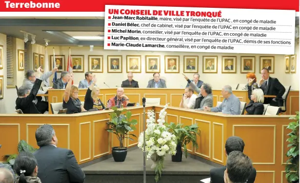  ??  ?? Le conseil municipal de Terrebonne s’est prononcé sur la prolongati­on du congé de maladie de la conseillèr­e Marie-Claude Lamarche, hier.