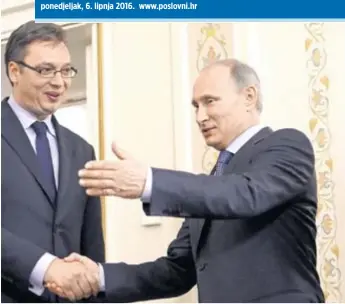  ?? REUTERS ?? Aleksandar Vučić, premije Srbije i Vladimir Putin, ruski predsjedni­k