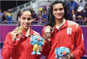  ?? PTI ?? PV Sindhu lost the Commonweal­th Games final to compatriot Saina Nehwal. —