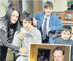  ??  ?? ● Above, Harry’s Mum ngela with Reims, Harry and Cayman, and right, Harry with Prime Minister David Cameron