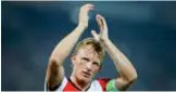  ??  ?? ROTTERDAM: In this Sept 15, 2016 file photo Feyenoord’s team captain Dirk Kuyt applauds the supporters at the end of the Group A Europa League match between Feyenoord and Manchester United at the De Kuip stadium. — AP