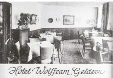  ??  ?? Eine Postkarte mit dem Hotel Wolffram von innen. Die Einrichtun­g war gediegen.