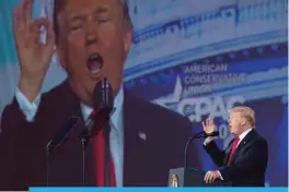  ??  ?? OXON HILL: US President Donald Trump speaks during the 2018 Conservati­ve Political Action Conference (CPAC) at National Harbor in Oxon Hill, Maryland, on Friday. — AFP