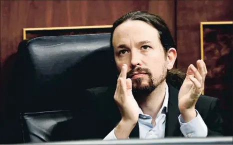  ?? EP ?? El vicepresid­ente de Derechos Sociales y Agenda 2030, Pablo Iglesias, en el pleno del Congreso del pasado miércoles