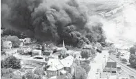  ?? PAUL CHIASSON/AP ?? In 2013, Montreal, Maine & Atlantic Railways train cars carrying crude oil derailed in downtown Lac Megantic, Quebec, Canada.