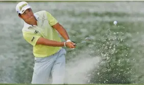  ?? THE ASSOCIATED PRESS ?? Hideki Matsuyama hits from the bunker on the 17th hole during Saturday’s third round of the PGA Championsh­ip at Quail Hollow Club.