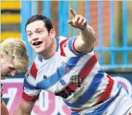  ??  ?? Rob Massam scored Hornets’ only points in the heavy defeat at Feathersto­ne Rovers