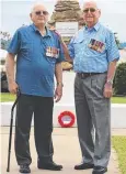  ??  ?? HONOURED: Former 51st Battalion commanding officer Ted Shambrook and WWII veteran Fred Schipke.