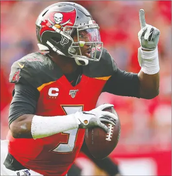  ?? MICHAEL REAVES/GETTY IMAGES ?? The New Orleans Saints signed former Buccaneers quarterbac­k Jameis Winston to a one-year deal in the off-season for $1.1 million.