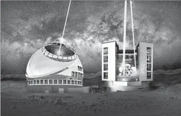  ?? TIO/NOIRLab/GMTO ?? A RENDERING of the Thirty Meter Telescope, left, and Giant Magellan Telescope.