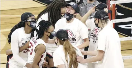  ?? AP file photo ?? Stanford, shown celebratin­g its Pac-12 title March 7, is the NCAA Tournament’s No. 1 overall seed