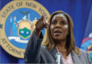  ?? RICHARD DREW, FILE — THE ASSOCIATED PRESS ?? New York Attorney General Letitia James.