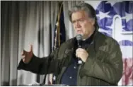  ?? THE ASSOCIATED PRESS ?? Steve Bannon, the former chief strategist to President Donald Trump, speaks during an event in Manchester, N.H.