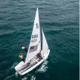  ??  ?? PHOTOS SAILING ENERGY / WO R L D S A I L I N G , L TO R : JESUS RENEDO , T O M A S M O YA After aging out of the Optimist class, Carmen and Emma Cowles transition­ed quickly to the top of the Internatio­nal 420 class under coach Steve Keen.