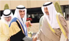  ??  ?? Kuwait University President Professor Dr Hussain Al-Ansari welcomes His Highness Prime Minister Sheikh Jaber Al-Mubarak Al-Hamad Al-Sabah to the venue.