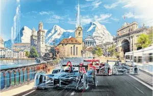  ?? BILD: SN/FIA ?? So macht Zürich Werbung für das Gastspiel der Elektroren­nserie.