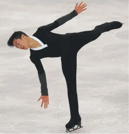  ?? | GETTY IMAGES ?? Despite landing an unparallel­ed six quadruple jumps in a historic performanc­e, Nathan Chen only finished fifth.