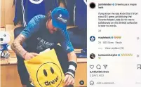  ?? @JUSTINBIEB­ER INSTAGRAM ?? Auston Matthews is seen opening a drew house swag bag on Justin Bieber’s Instagram profile.