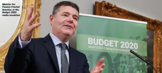  ??  ?? Minister for Finance Paschal Donohoe at the Budget 2020 media breakfast