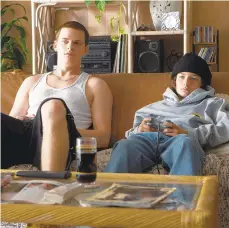  ?? TOBIN YELLAND/A24 FILMS ?? Lucas Hedges (left) stars as the abusive older brother of Sunny Suljic in ‘Mid90s,’ a coming-of-age comedy-drama written and directed by Jonah Hill.