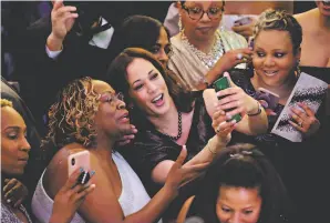  ?? Gerry Melendez / Special to The Chronicle 2019 ?? Above: Kamala Harris announces her presidenti­al candidacy in January 2019 in Columbia, S. C. Left: Harris speaks to supporters Saturday after results were known.