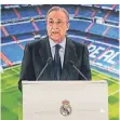  ?? FOTO: DPA ?? Real-Präsident Florentino Pérez warnt andere Vereine.