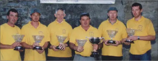  ??  ?? The All-Ireland champions of 2005 (from left): Pat Walsh, Patrick Walsh, John Mackey, Mick Walsh, John Slater, Michael Walsh.