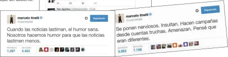  ?? FOTOS: ?? CATARSIS. El conductor se despachó por Twitter. Publicó la lista de los mensajes que, según él, fueron un ataque del Gobierno.