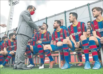  ?? FOTO: FCB ?? Laporta afrontará la continuida­d de Messi y si continúan o no los otros tres capitanes, además de Alba en caso de no rebajarse la ficha
