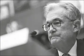  ?? House Financial Services Committee hearing on Capitol Hill in Washington. SARAH SILBIGER/AP testifies during a ?? IN THIS SEPT. 30 PHOTO, FEDERAL RESERVE CHAIRMAN JEROME POWELL