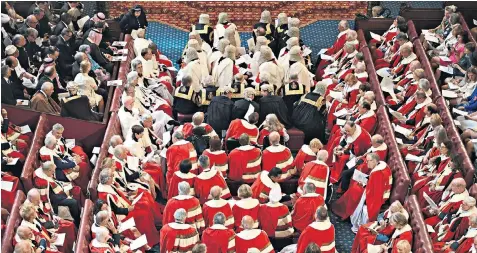  ??  ?? Unruly House: the Lords defeated the Government over the Brexit bill – and defied the wishes of the 17.4 million people who voted to leave the European Union